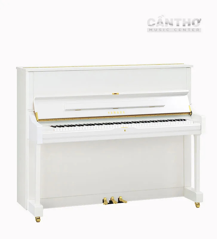dan piano co yamaha u1 polished white trang bong Nhạc cụ Yamaha chính hãng Cần Thơ Music Center